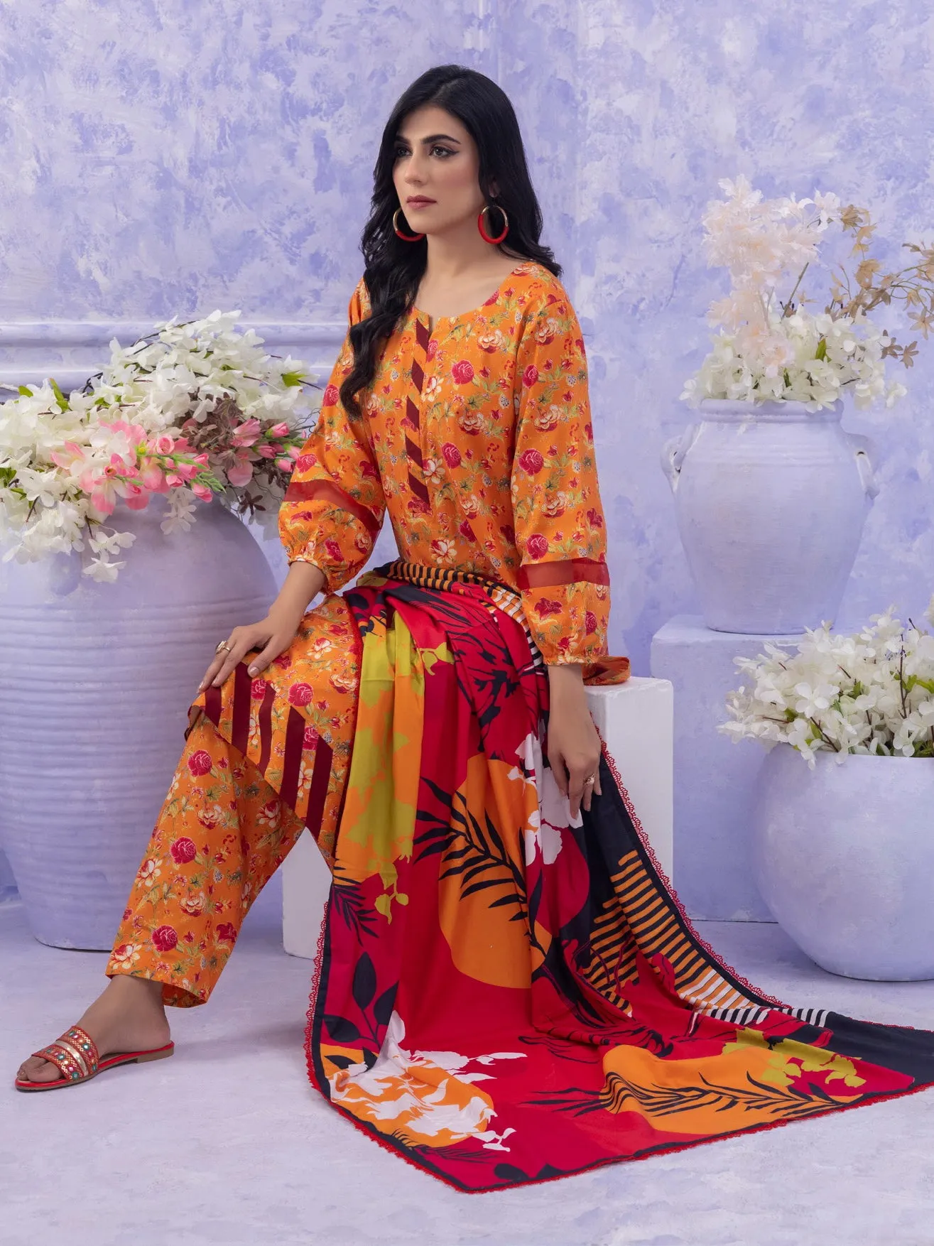 Ghazal by Regalia Textiles Printed Linen Unstitched 3Pc Suit D-12