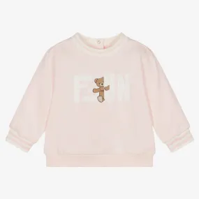 Girls Pink FF Stamp Cotton Sweatshirt 