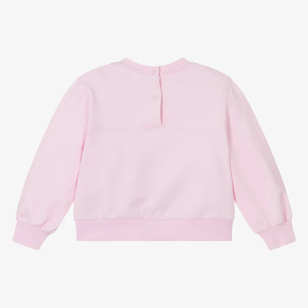 Girls Pink Floral Cotton Sweatshirt