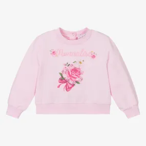 Girls Pink Floral Cotton Sweatshirt