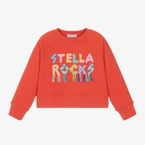 Girls Red Stella Rocks Cotton Sweatshirt