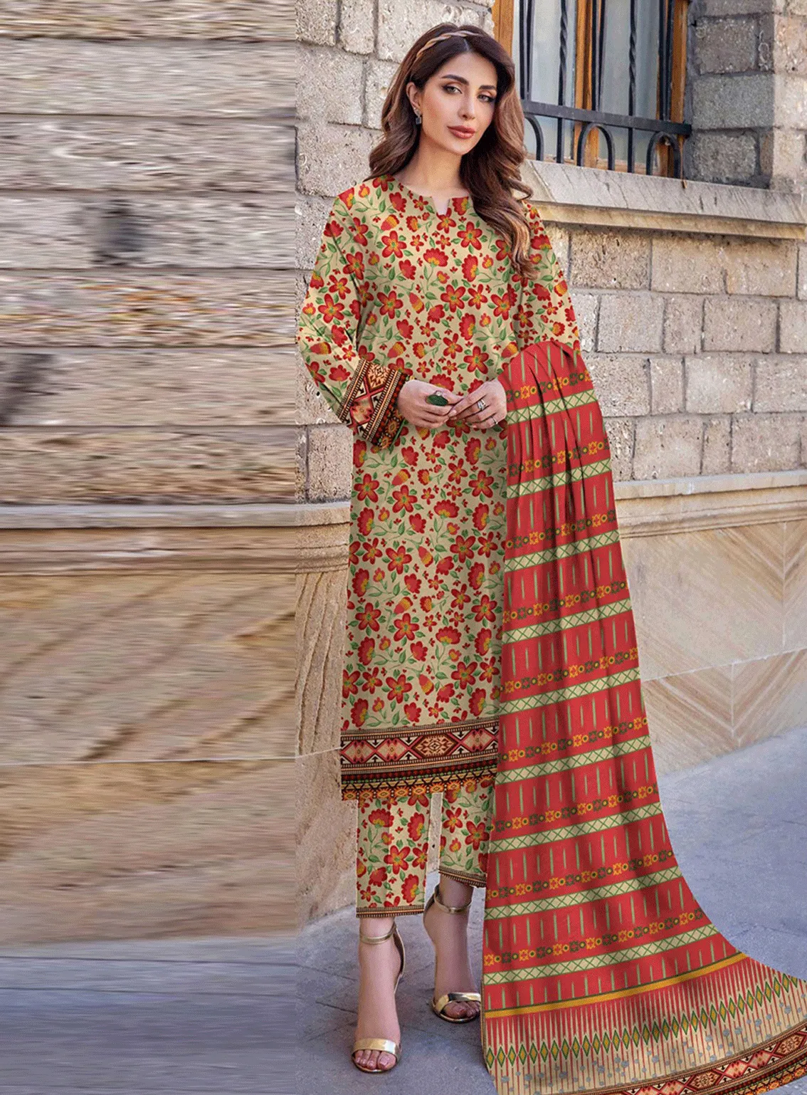 Gul-e-Gulzar By Noor Afroz Printed Linen Unstitched 3 Piece Suit - NA23PL AH-04