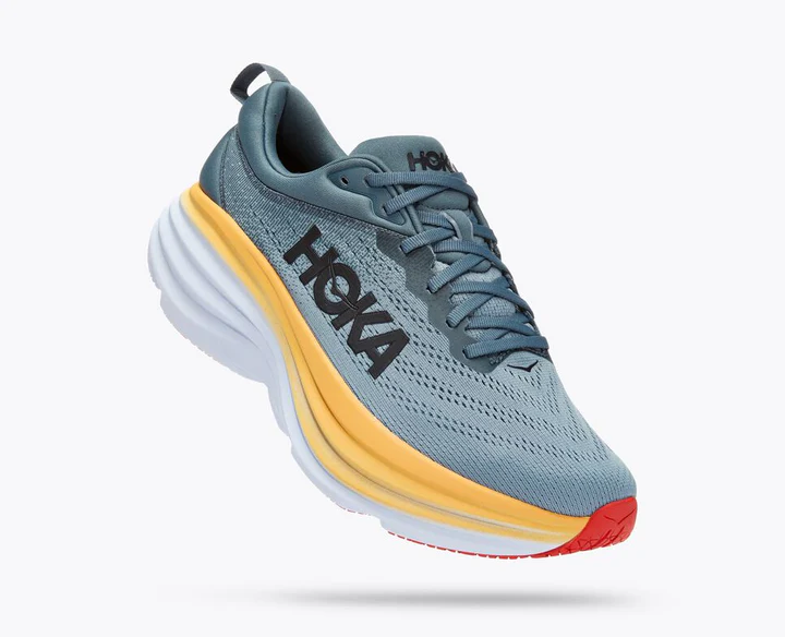 Hoka Mens Bondi 8 Athletic Shoes- Goblin Blue/ Mountain Spring