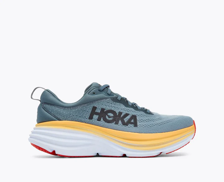 Hoka Mens Bondi 8 Athletic Shoes- Goblin Blue/ Mountain Spring