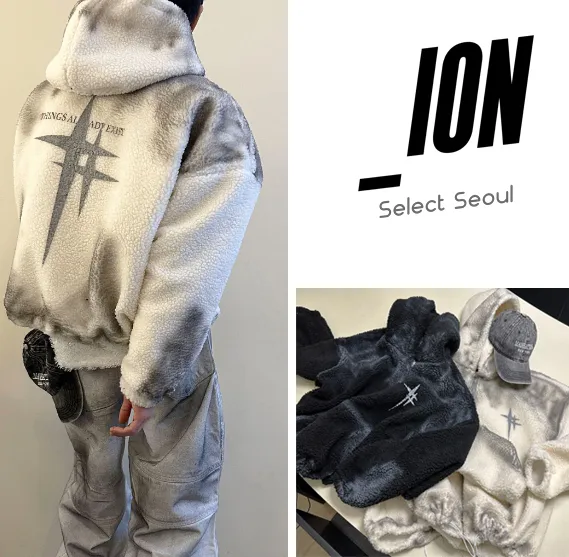 IONSEOUL  |Unisex Street Style Long Sleeves Logo Hoodies