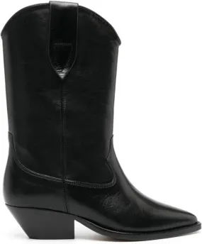 ISABEL MARANT leather block-heel boots Black