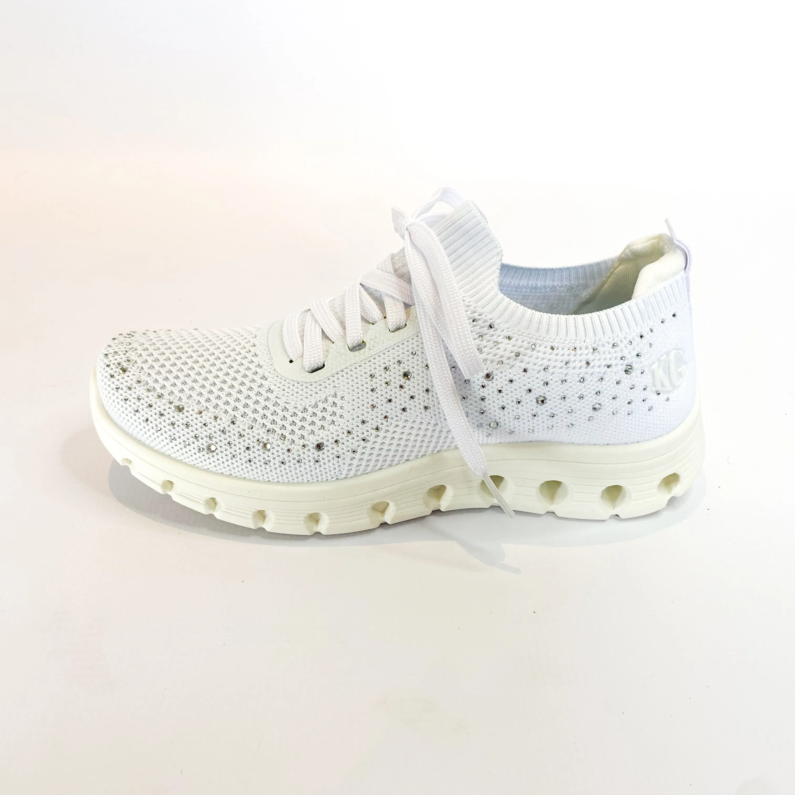 KG white sparkle knit lace up