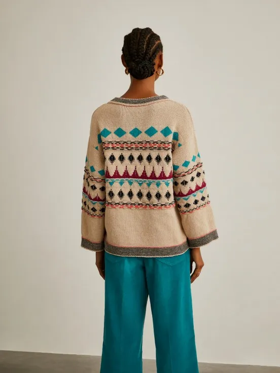 Knitted jacquard sweater