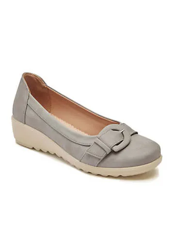 Light Grey Soft Step Buckle Shoes by Cotton Traders | Look Again