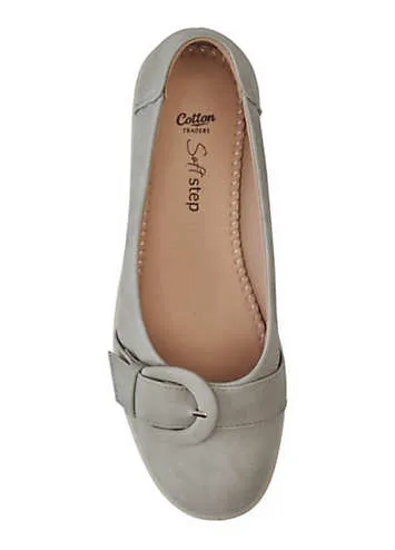 Light Grey Soft Step Buckle Shoes by Cotton Traders | Look Again