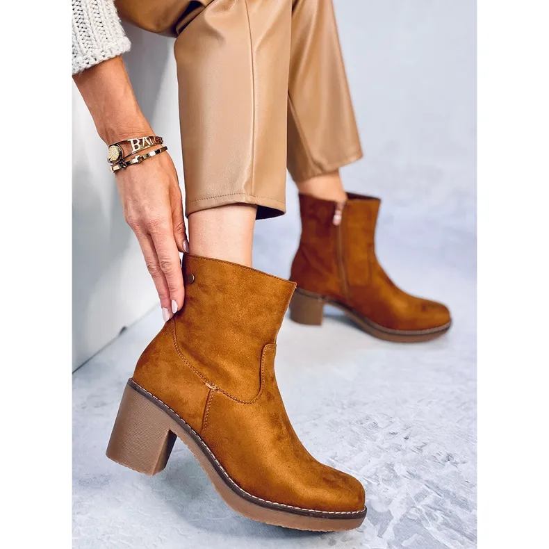 Linzi Camel rubber heel boots brown