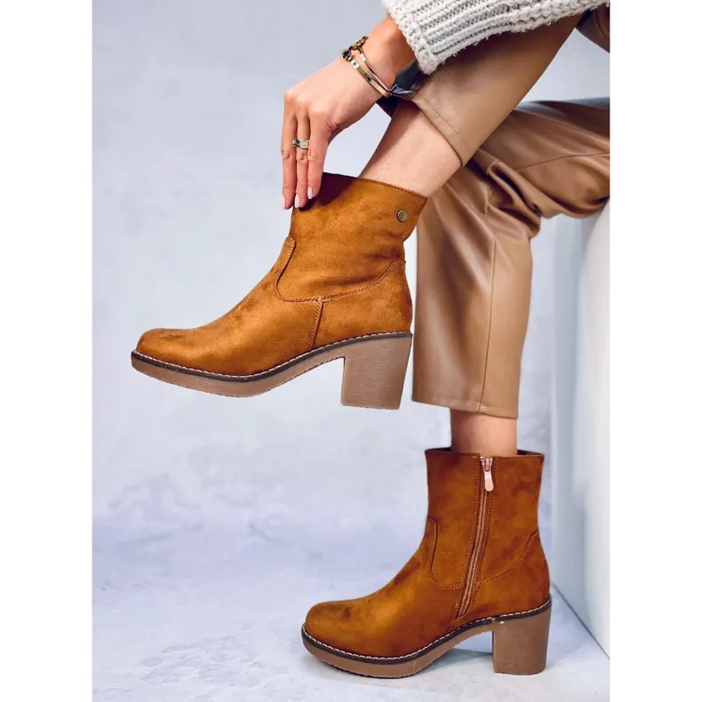 Linzi Camel rubber heel boots brown