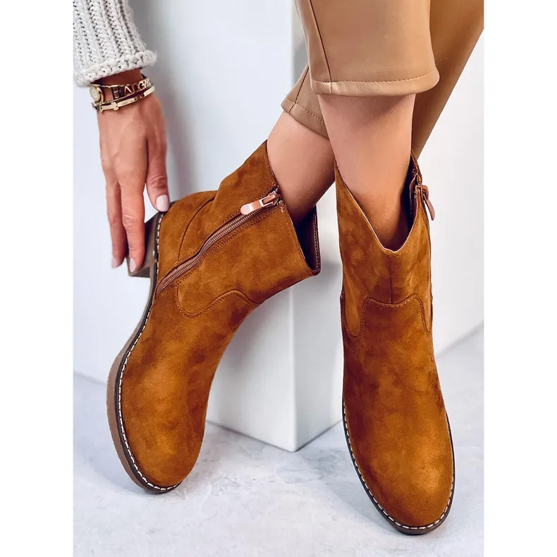 Linzi Camel rubber heel boots brown