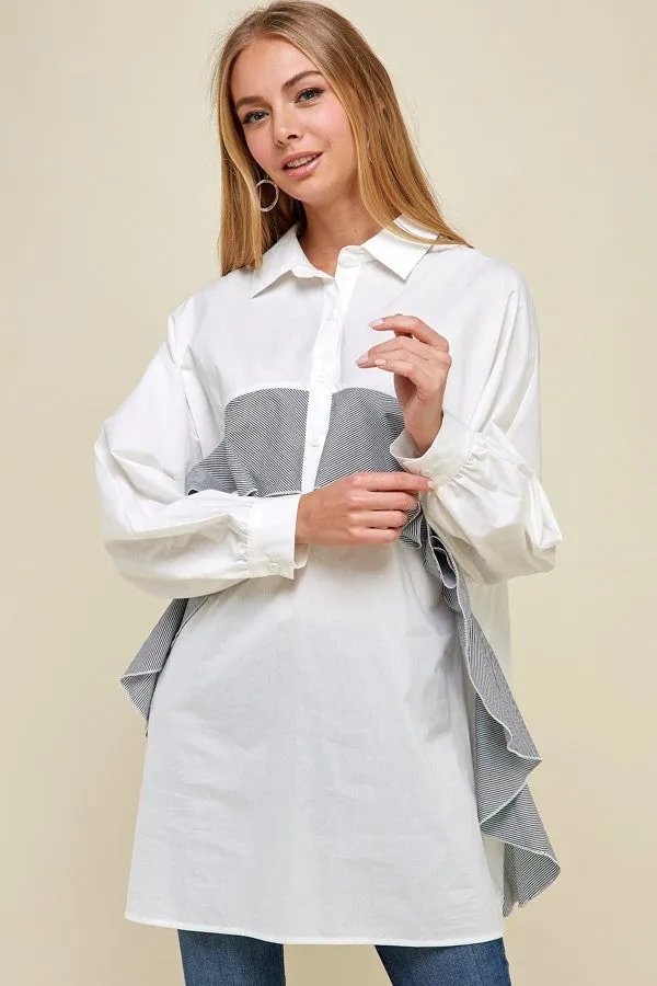 Long-Line Dressy Casual Shirt Top