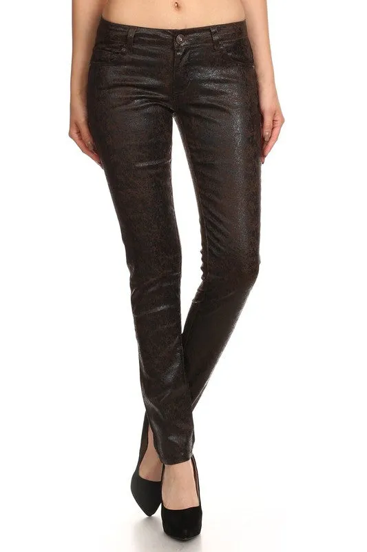 Low Rise Metallic Print Skinny jeans Pants