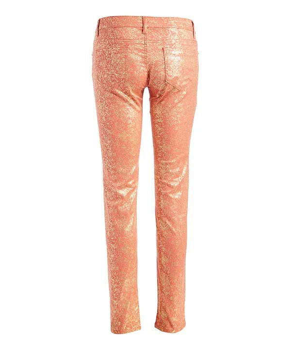 Low Rise Metallic Print Skinny jeans Pants