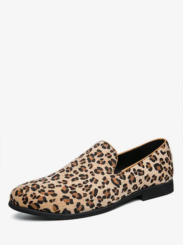 Men's Leopard Print Slip On Loafers