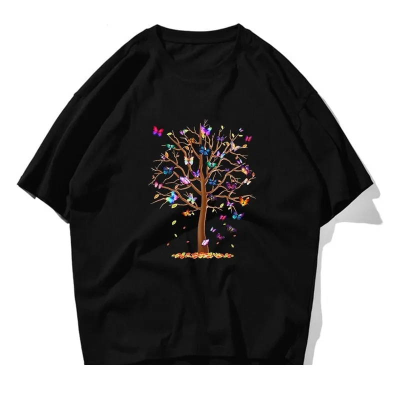 Men's Summer Casual Butterfly Tree Trendy Cotton Short Sleeve T-shirt