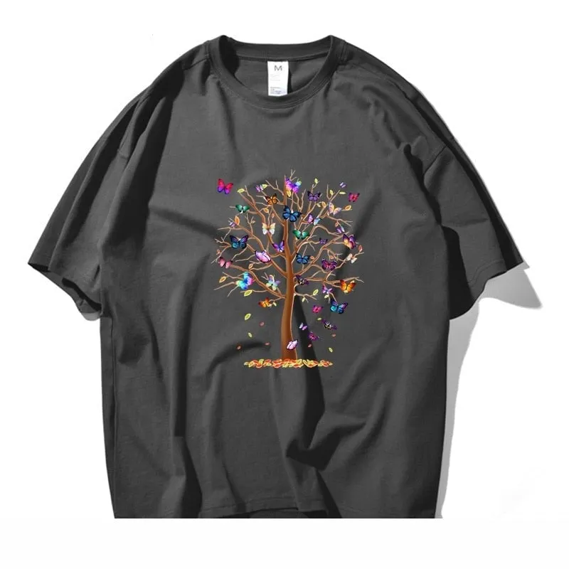 Men's Summer Casual Butterfly Tree Trendy Cotton Short Sleeve T-shirt