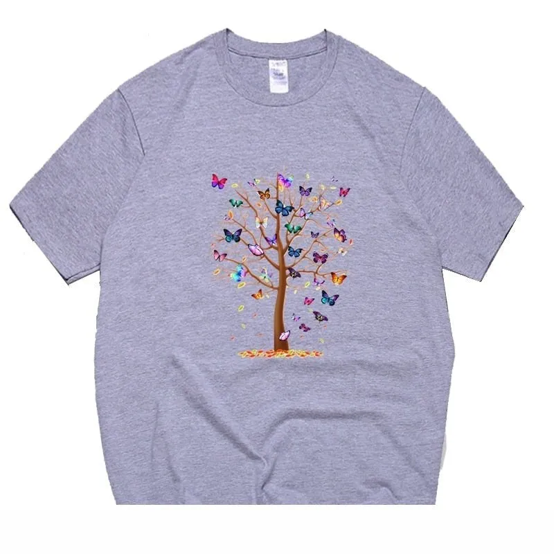 Men's Summer Casual Butterfly Tree Trendy Cotton Short Sleeve T-shirt