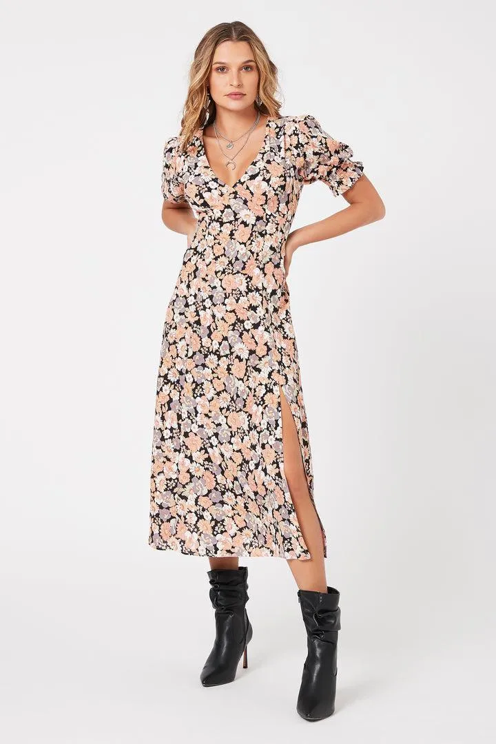 Mink Pink Love Charm Floral Midi Dress