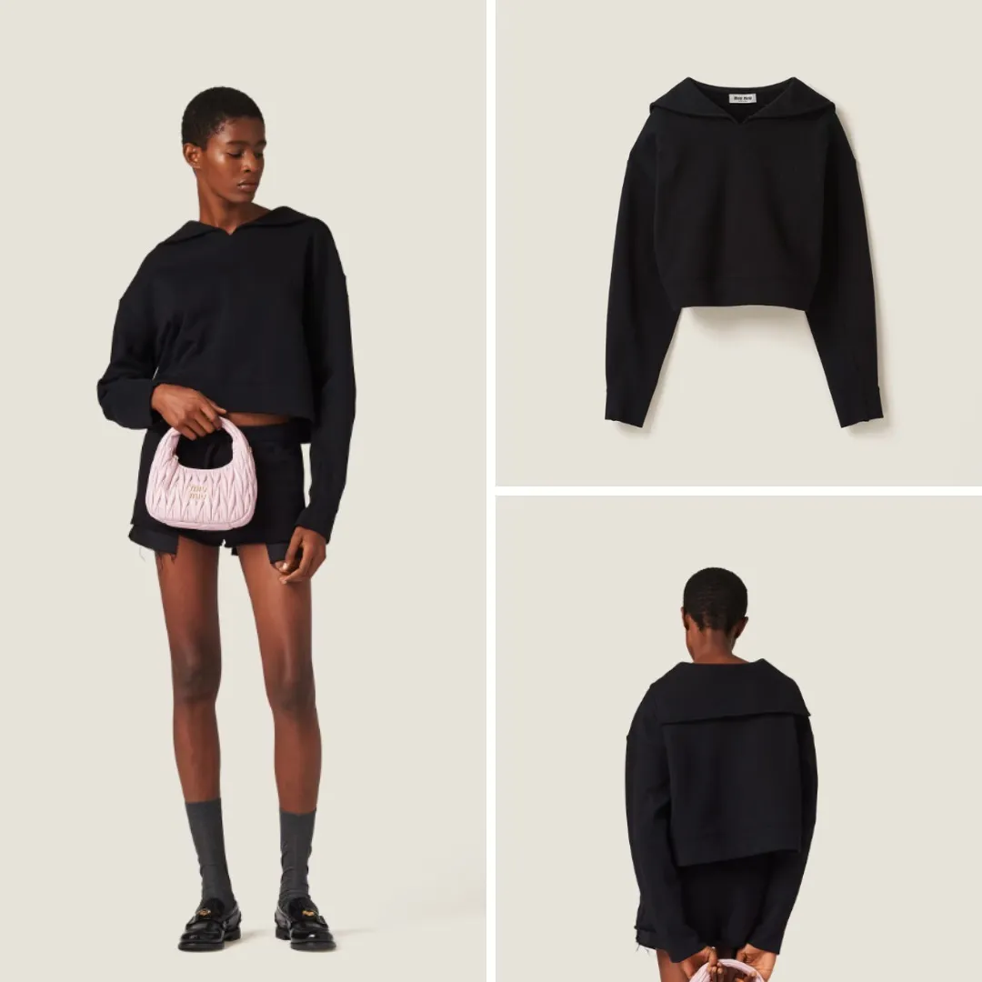 MiuMiu  |Blended Fabrics Long Sleeves Plain Cotton