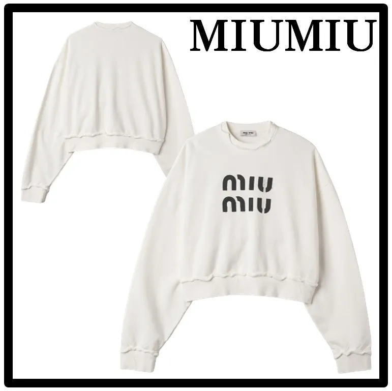 MiuMiu  |Street Style Logo Hoodies & Sweatshirts