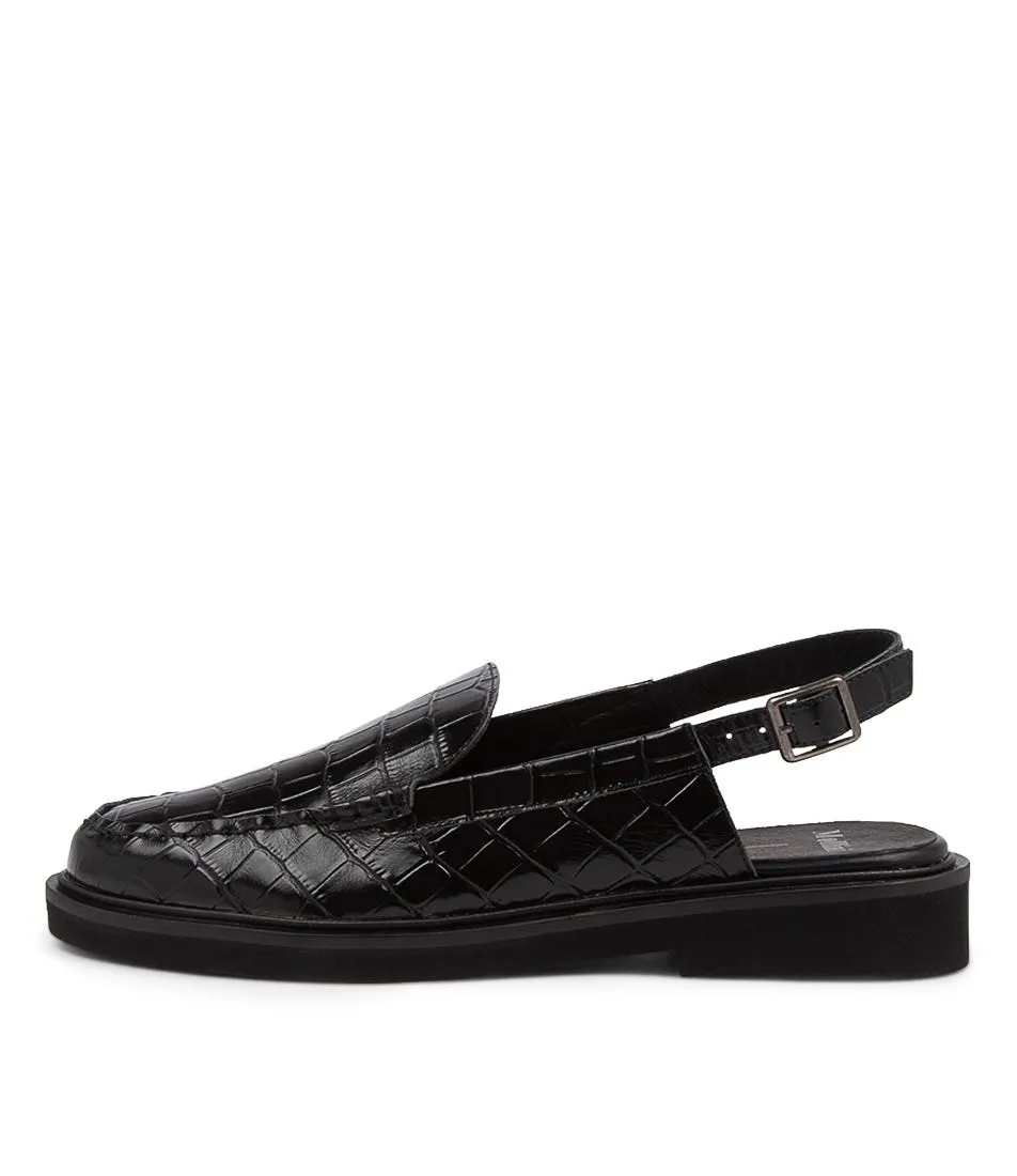 MOLLINI Gliani Black Leather Slip On Loafers