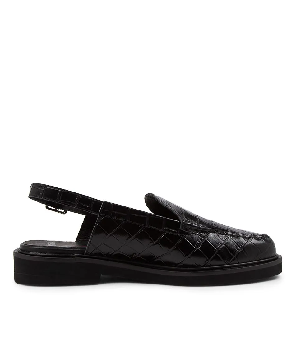 MOLLINI Gliani Black Leather Slip On Loafers