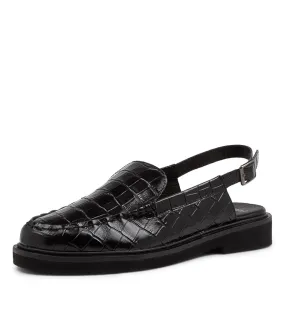 MOLLINI Gliani Black Leather Slip On Loafers