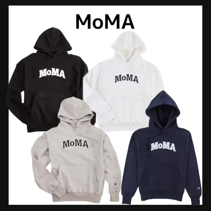 MoMA  |Unisex Street Style Plain Logo Hoodies & Sweatshirts