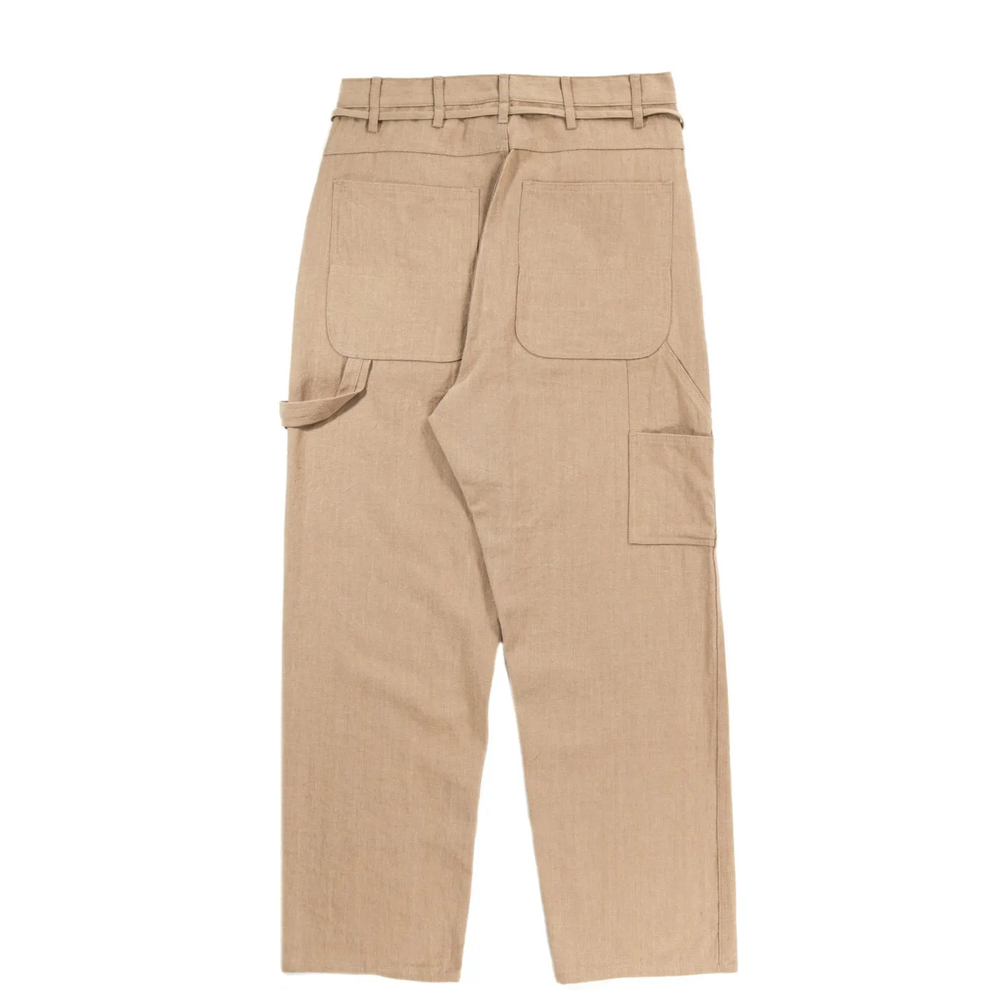 MONITALY DROP CROTCH PAINTER PANTS LINEN KHAKI