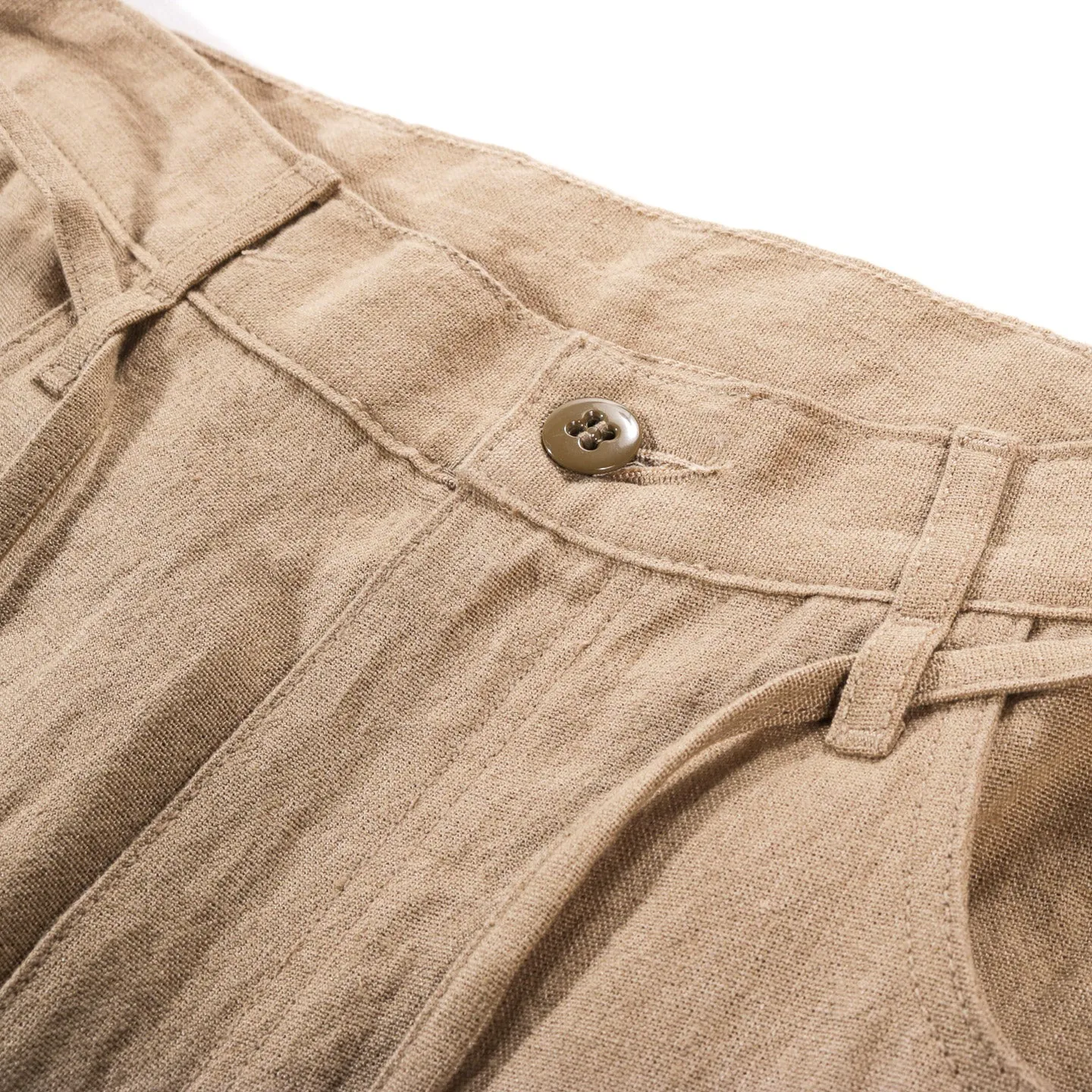 MONITALY DROP CROTCH PAINTER PANTS LINEN KHAKI