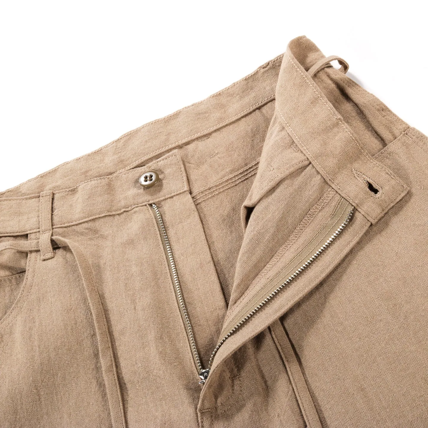 MONITALY DROP CROTCH PAINTER PANTS LINEN KHAKI