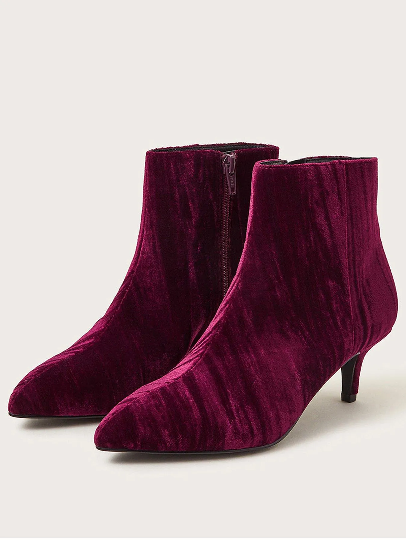 Monsoon Mila Kitten Heel Boots - Burgundy