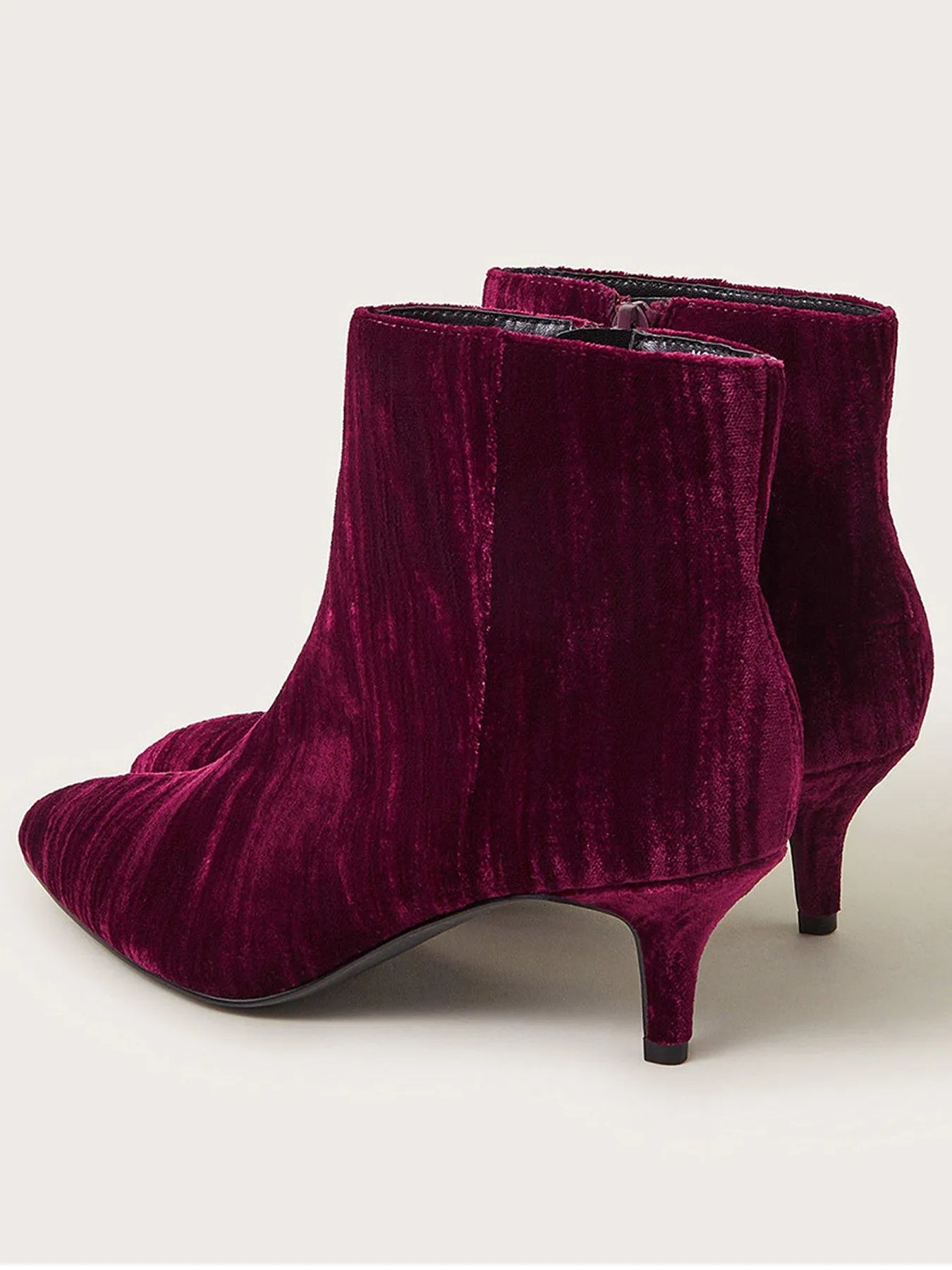 Monsoon Mila Kitten Heel Boots - Burgundy