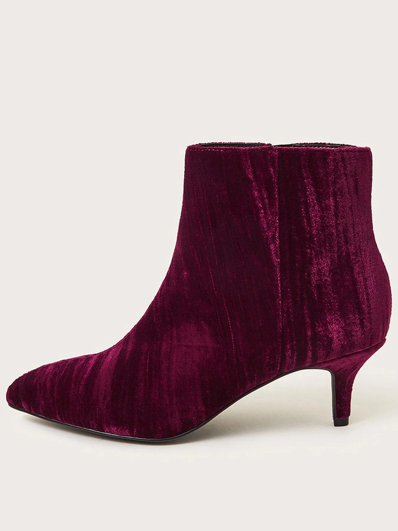 Monsoon Mila Kitten Heel Boots - Burgundy