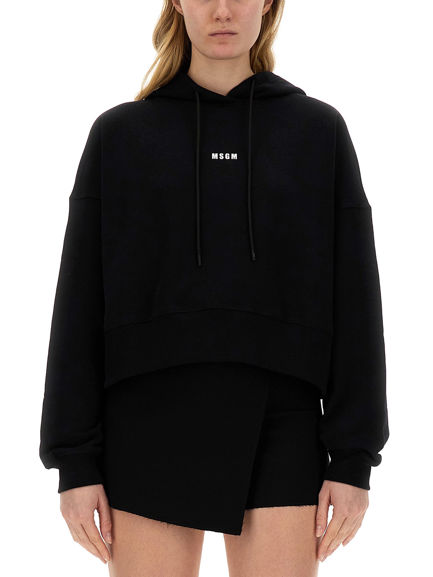 MSGM    COTTON SWEATSHIRT WITH LOGO PRINT