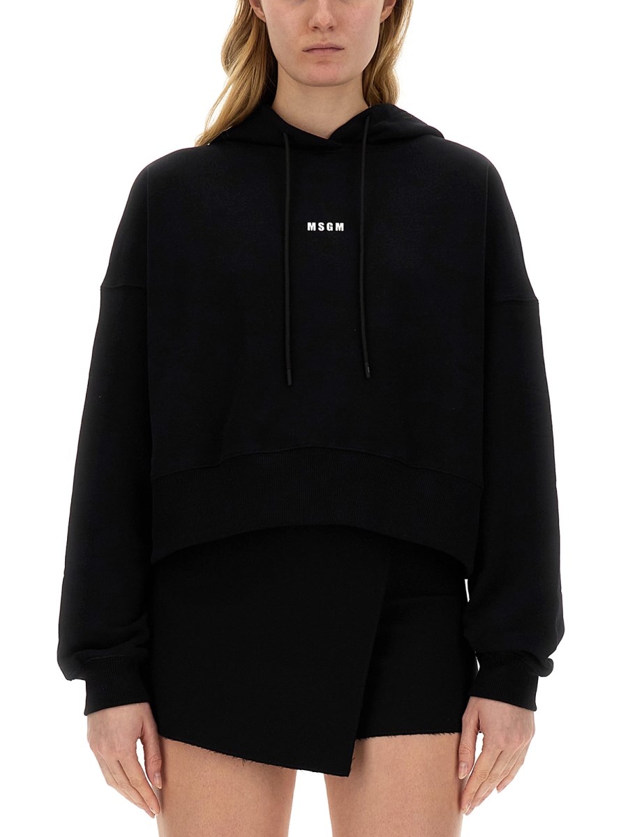 MSGM    COTTON SWEATSHIRT WITH LOGO PRINT