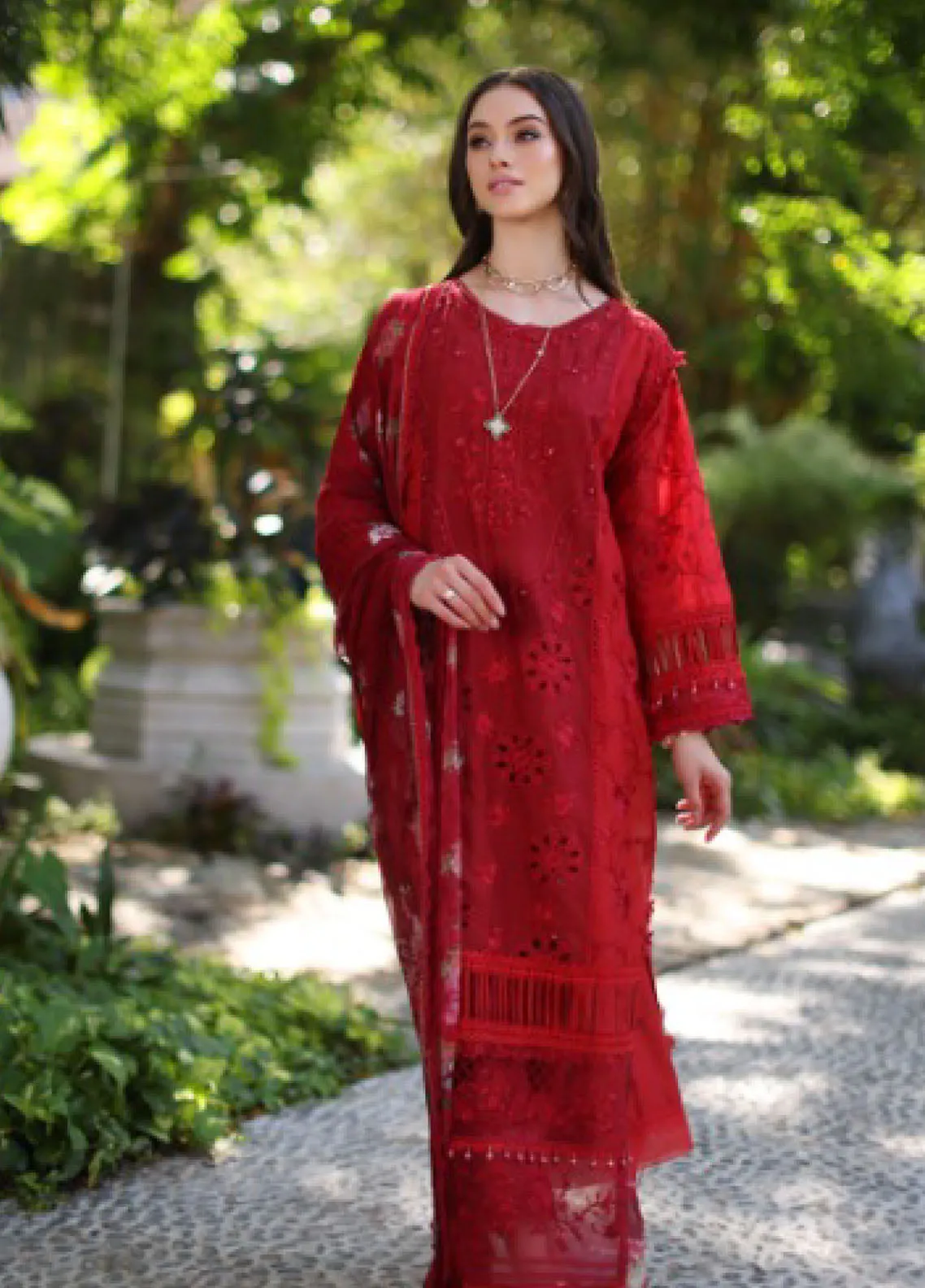 Noor By Saadia Asad Luxury Chikankari Lawn 3 Piece Unstitched Suit NBSA24LCL D-2B