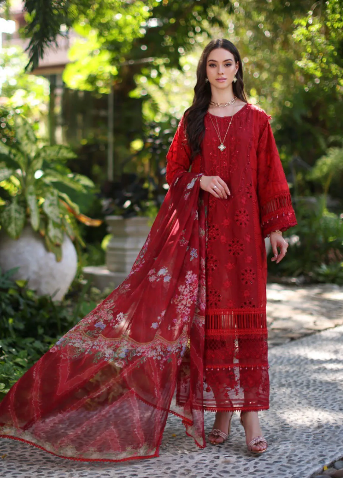 Noor By Saadia Asad Luxury Chikankari Lawn 3 Piece Unstitched Suit NBSA24LCL D-2B