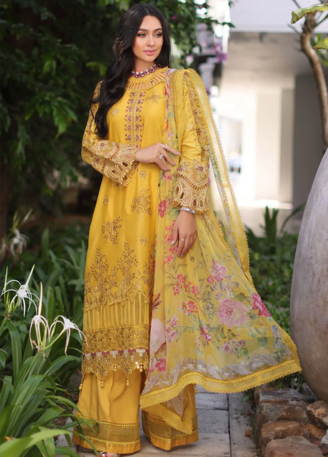 Noor By Saadia Asad Luxury Chikankari Lawn 3 Piece Unstitched Suit NBSA24LCL D-8B