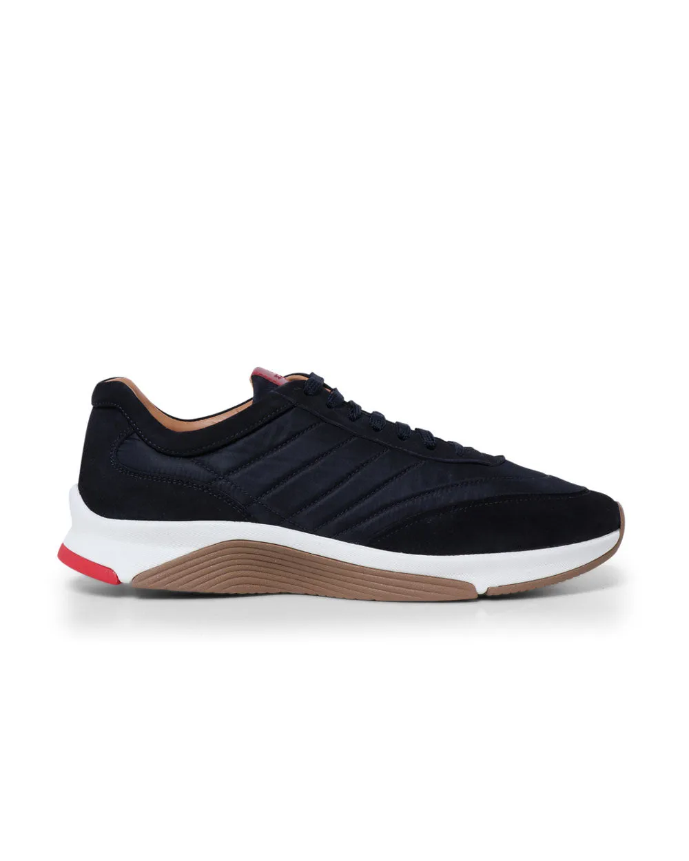 Nylon and Suede Laceup Sneaker in Navy