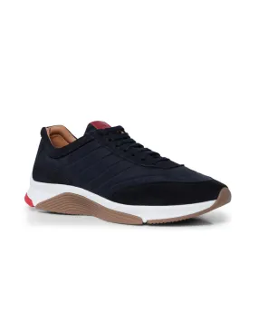 Nylon and Suede Laceup Sneaker in Navy