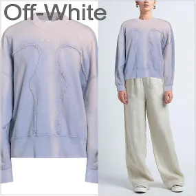 Off-White  |Long Sleeves Plain Cotton Logo Hoodies & Sweatshirts