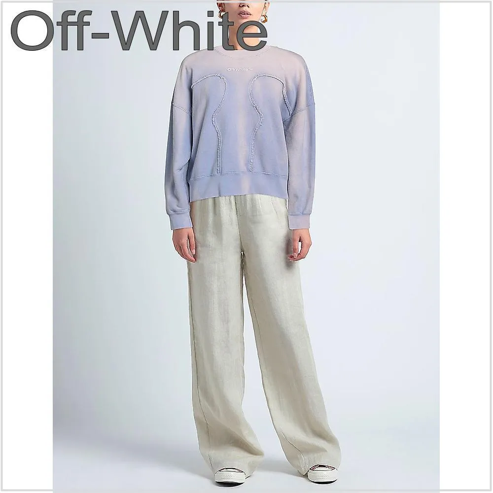 Off-White  |Long Sleeves Plain Cotton Logo Hoodies & Sweatshirts