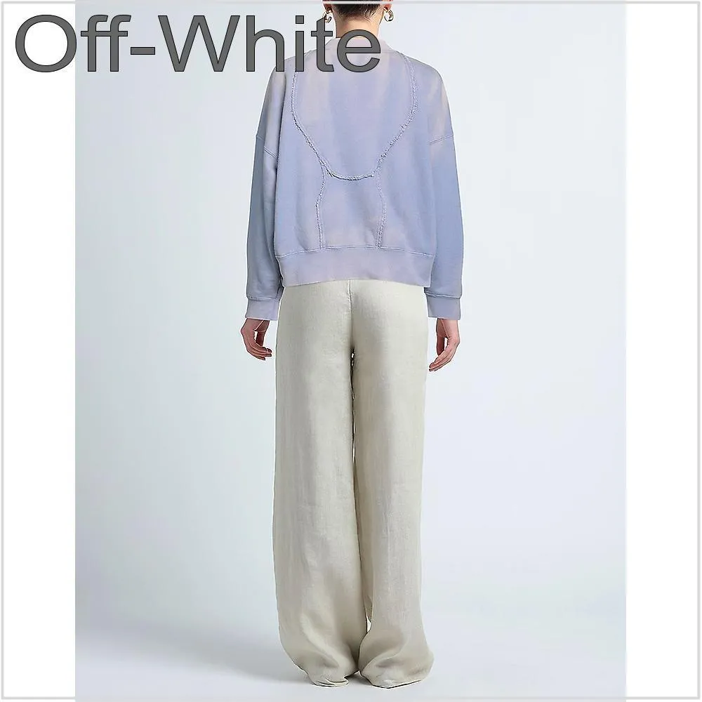 Off-White  |Long Sleeves Plain Cotton Logo Hoodies & Sweatshirts