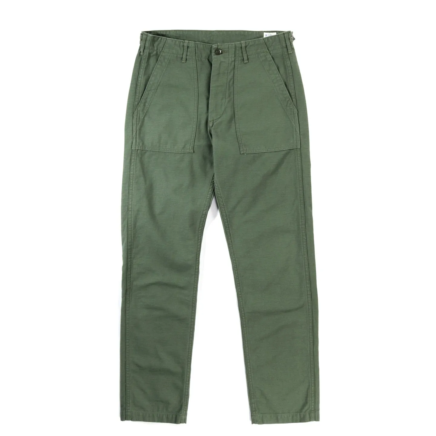 ORSLOW SLIM FIT FATIGUE PANTS GREEN REVERSE SATEEN