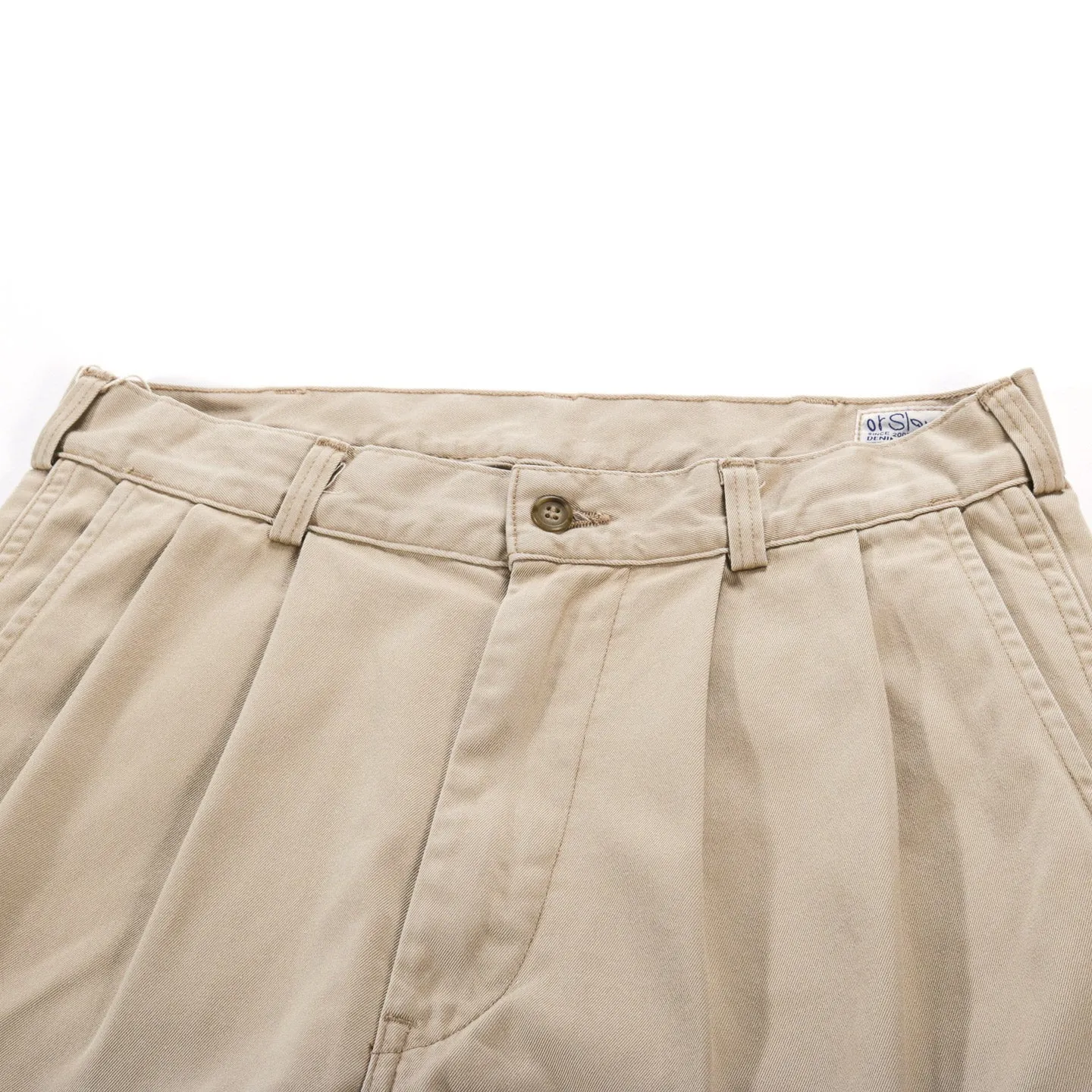 ORSLOW TWO TUCK WIDE TROUSERS KHAKI