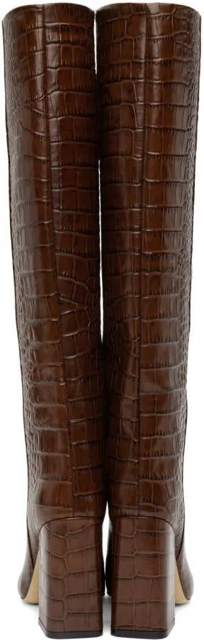 Paris Texas Brown Croc Block Heel Boots